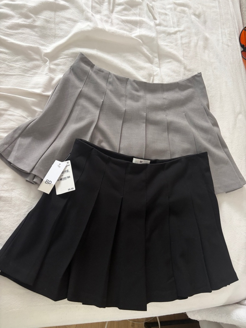 bp Two-Pack Pleated Skirts in Black and Light Gray